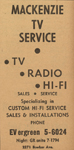 1959 MacKenzie TV Service ad